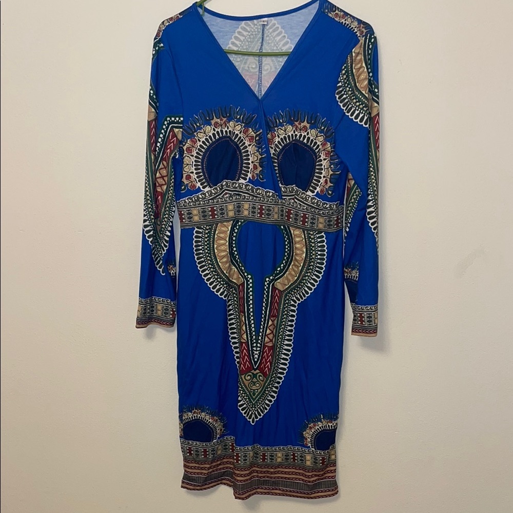 Blue Patterned Women's Dress